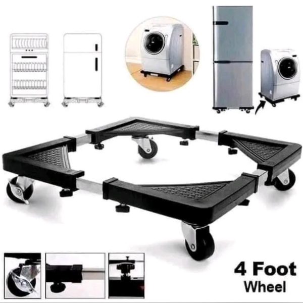 Movable Washing Machine and Fridge Stand Trolley – Grey.