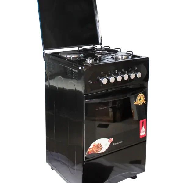 Blueflame Cooker C5031E – B 50x50cm 3gas burners and 1 electric plate with electric oven, black in color