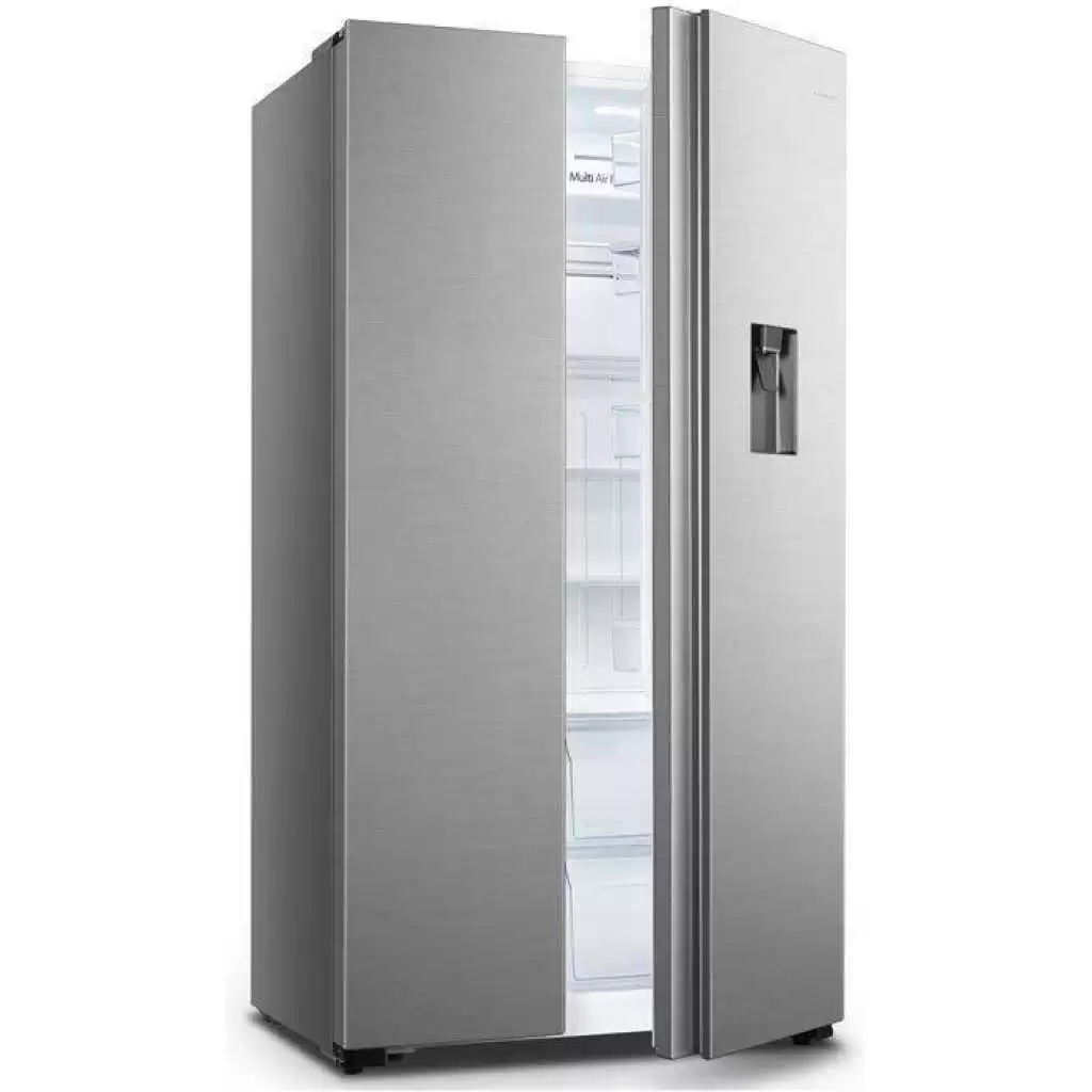 Hisense 670L Side by Side Fridge with Water Dispenser, Inox, RC-67WS4SB1; A+ Energy Class, Multi Airflow, Frost Free, LED Lighting - Image 2