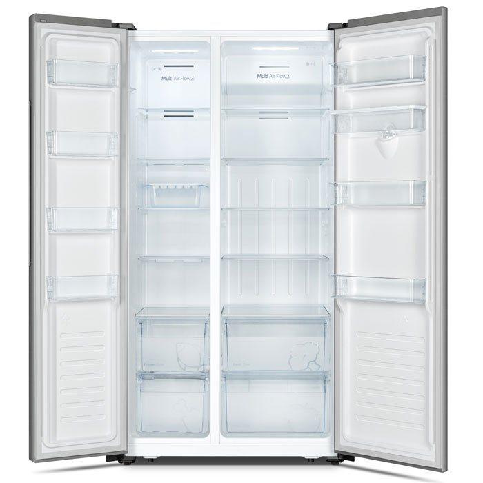 Hisense 670L Side by Side Fridge with Water Dispenser, Inox, RC-67WS4SB1; A+ Energy Class, Multi Airflow, Frost Free, LED Lighting - Image 3