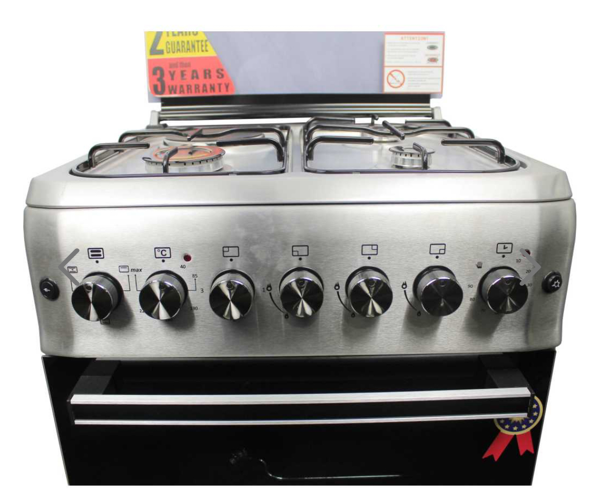 BlueFlame Cooker S6031EFRP – L 60x60cm, 3 gas burners and 1electric hot plate with electric oven inox – stainless - Image 3