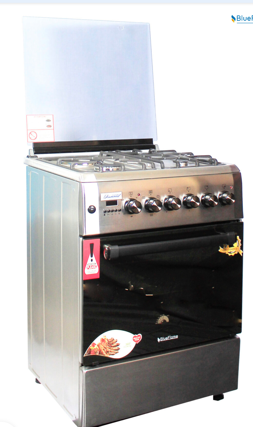 BlueFlame diamond cooker D6031ERF 60cm X 60cm 3 gas burners and 1 electric plate with electric oven inox – stainless steel - Image 3