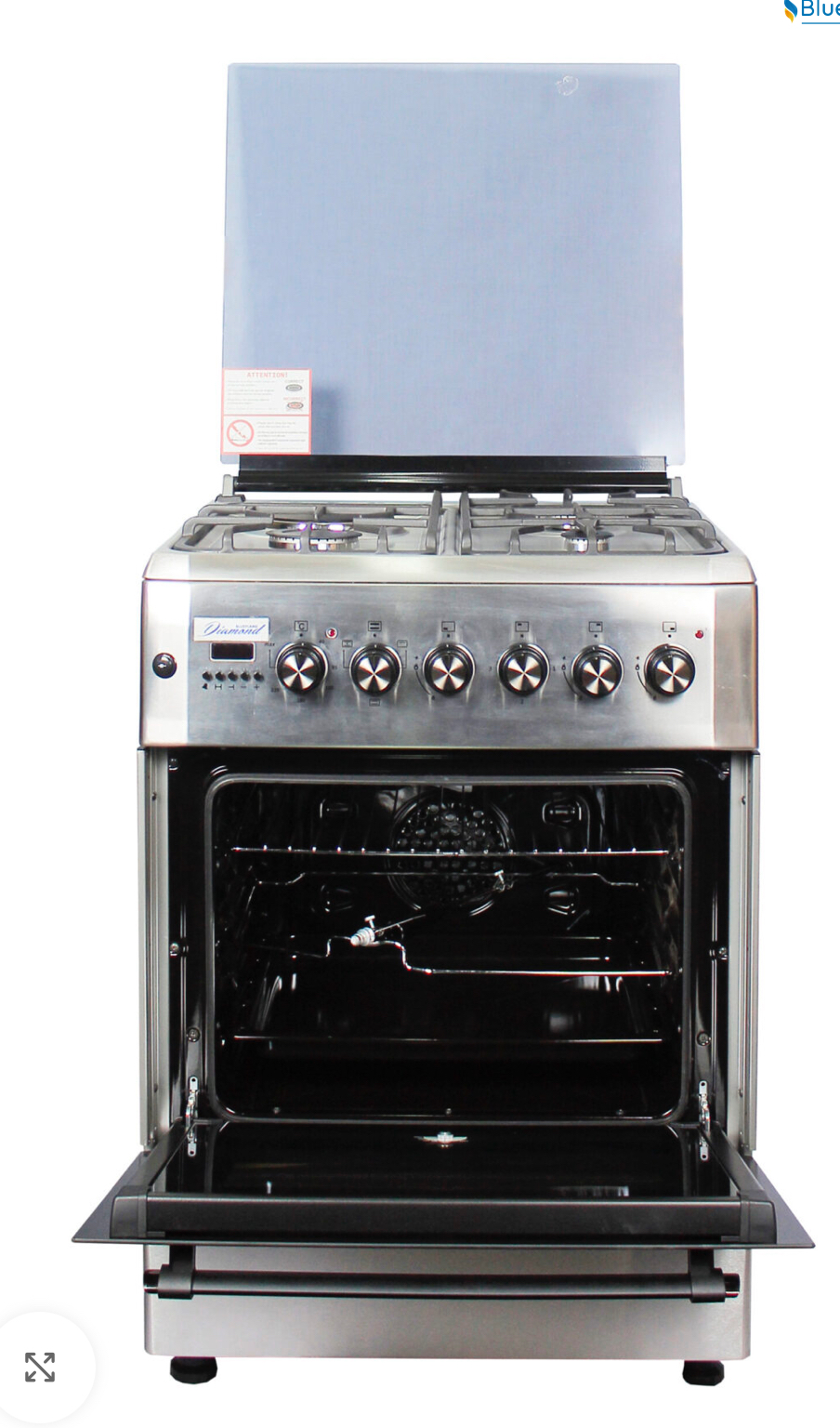 BlueFlame diamond cooker D6031ERF 60cm X 60cm 3 gas burners and 1 electric plate with electric oven inox – stainless steel - Image 2