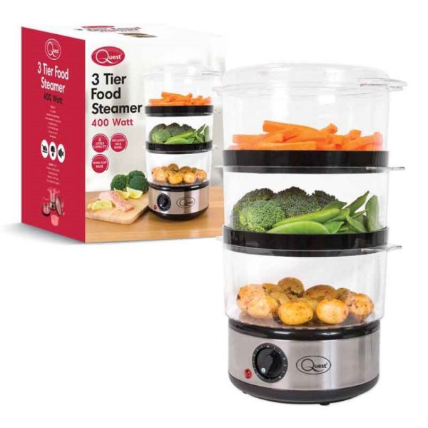 Quest 3 Layer Electric Food Steamer with Rice Bowl