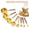 Copper Measuring Cups and Spoons Set Wood Handle Spoons