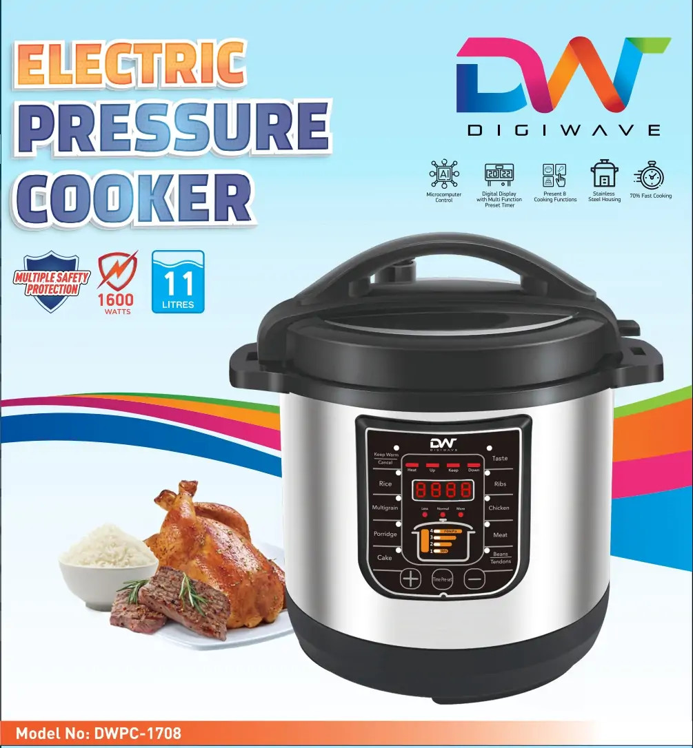 Digiwave Digital Pressure Cooker – 11 L, 1600 W High-Performance Electric Cooker
